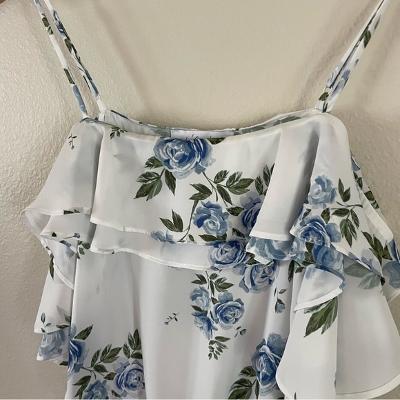 L’Academie Blue Floral Bodysuit Off the Shoulder Revolve Size Small - Picture 6 of 11